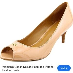 Coach Delilah Peep-Toe Leather Heels - Nude